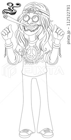 Groovy Hippie Character Vector Illustration Groovy Hippie Character Vector Illustration 112522781