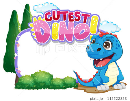 Adorable Cartoon Dinosaur in Nature 112522828
