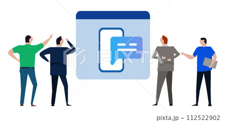 contact us smartphone message team looking at application get feedback chat message customer communication contact us smartphone message team looking at application get feedback chat message customer communication 112522902