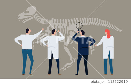 archeology researcher historian looking into dinosaur bone team learning paleontologist 112522919