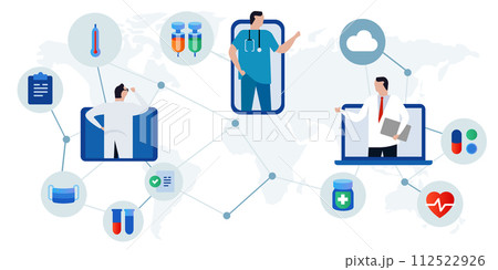 Telemedicine e-health telehealth online doctor consultation using digital online internet device like smartphone to diagnose health care Telemedicine e-health telehealth online doctor consultation using digital online internet device like smartphone to diagnose health care 112522926