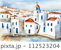 ギリシャの島の白壁の景色 1 112523204