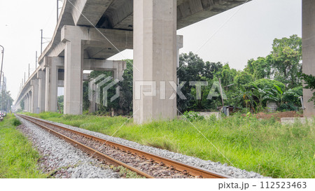 railway track in the green grass railway track in the green grass 112523463