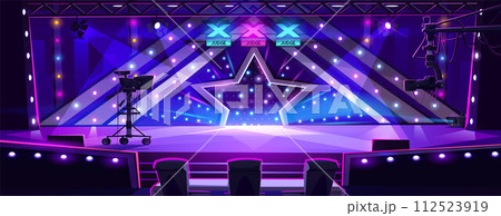 Talent reality show with equipment on stage Talent reality show with equipment on stage 112523919