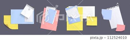 Memo note paper sheets with adhesive tape and pins 112524010