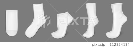 White socks realistic mockup. Vector 3d set White socks realistic mockup. Vector 3d set 112524154