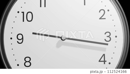 Image of clock ticking over black background Image of clock ticking over black background 112524166