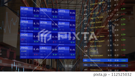 Image of financial data processing over warehouse 112525032