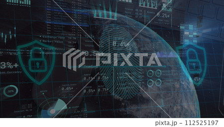 Image of financial data processing over globe 112525197