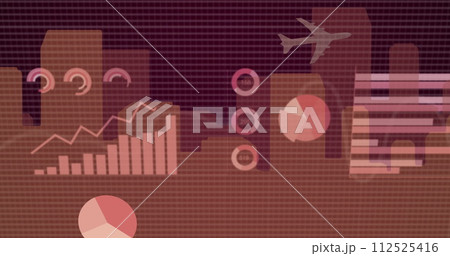 Image of financial data processing over cityscape Image of financial data processing over cityscape 112525416