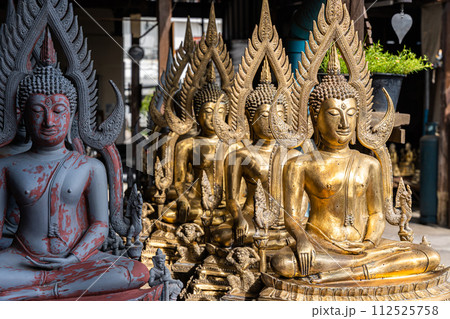 Old Beautiful Golden Buddha Many statues is Public places in ,Thailand. Old Beautiful Golden Buddha Many statues is Public places in ,Thailand. 112525758