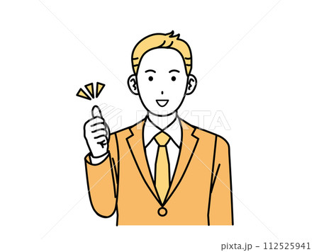 グッドなサインをする会社員の男性、ビジネスマン グッドなサインをする会社員の男性、ビジネスマン 112525941