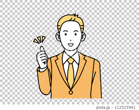 グッドなサインをする会社員の男性、ビジネスマン グッドなサインをする会社員の男性、ビジネスマン 112525941