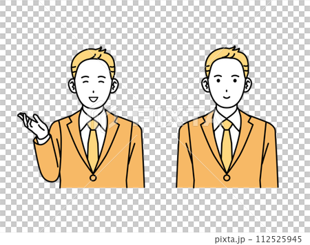 一位微笑著說話的男性上班族,一位商人 一位微笑著說話的男性上班族,一位商人 112525945