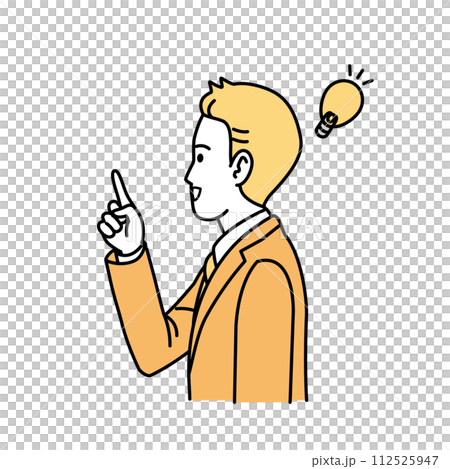 アイデアを閃く会社員の男性、ビジネスマン　横向き 112525947