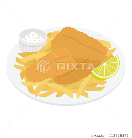 フィッシュアンドチップスのイラスト フィッシュアンドチップスのイラスト 112526341