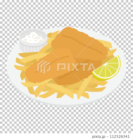 フィッシュアンドチップスのイラスト フィッシュアンドチップスのイラスト 112526341