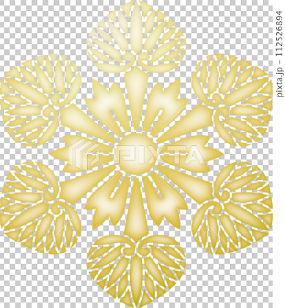 Family crest Kishu six hollyhock [gold] 112526894