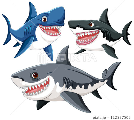 Friendly Cartoon Sharks Collection Friendly Cartoon Sharks Collection 112527503
