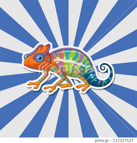 Colorful Chameleon on Striped Background Colorful Chameleon on Striped Background 112527527