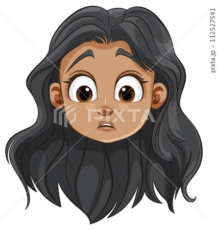 Surprised Young Girl Cartoon Portrait 112527541