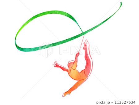 水彩タッチで描かれた新体操をする人 112527634