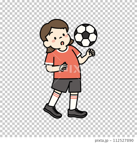 Illustration of a girl practicing chest trap in soccer 112527890