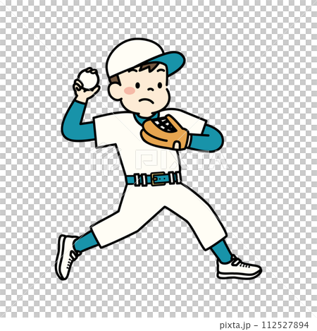 野球をする子どものイラスト　ピッチャー 112527894