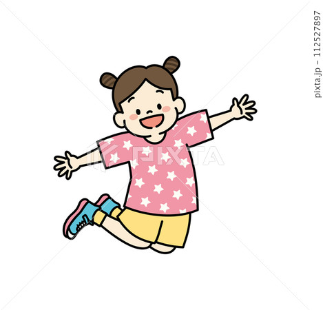 ダンスでジャンプをする女の子のイラスト ダンスでジャンプをする女の子のイラスト 112527897