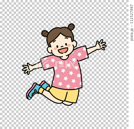 一個女孩跳舞時跳躍的插圖 112527897