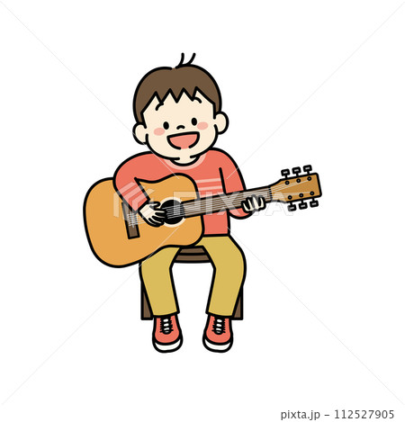 ギターを弾く子どものイラスト 112527905