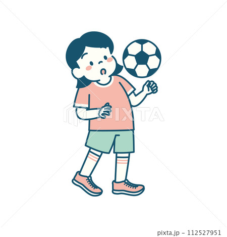 サッカーで胸トラップの練習をする女の子のイラスト シンプル サッカーで胸トラップの練習をする女の子のイラスト シンプル 112527951