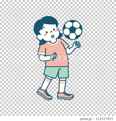 Simple illustration of a girl practicing chest traps in soccer Simple illustration of a girl practicing chest traps in soccer 112527951