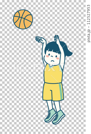 籃球比賽中女孩投籃的簡單圖解 112527953