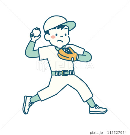 野球をする子どものイラスト ピッチャー シンプル 野球をする子どものイラスト ピッチャー シンプル 112527954