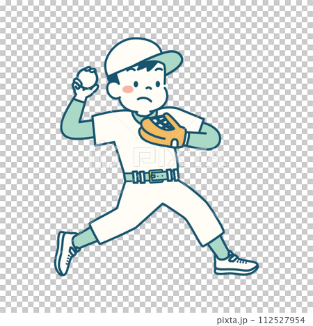 野球をする子どものイラスト ピッチャー シンプル 野球をする子どものイラスト ピッチャー シンプル 112527954