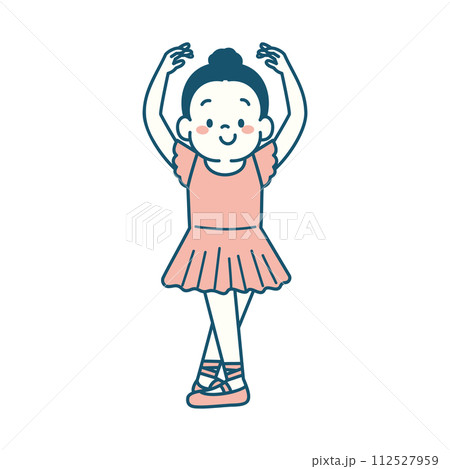 バレエをする女の子のイラスト　シンプル 112527959