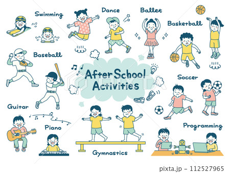 子どもの習いごとのイラストセット　シンプル 112527965