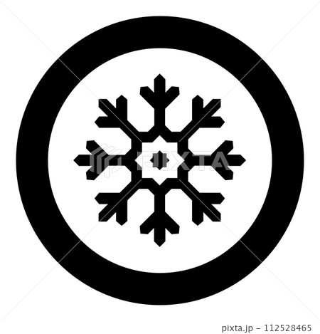 Snowflake icon in circle round black color vector illustration image solid outline style Snowflake icon in circle round black color vector illustration image solid outline style 112528465