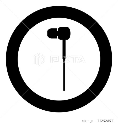Vacuum headphones wired icon in circle round black color vector illustration image solid outline style 112528511