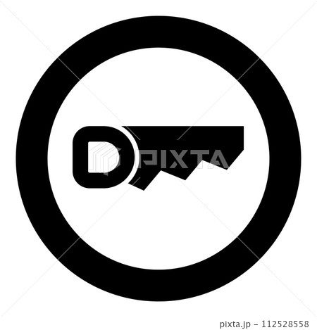 Saw icon in circle round black color vector illustration image solid outline style Saw icon in circle round black color vector illustration image solid outline style 112528558