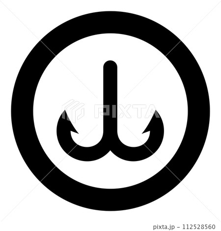 Fish hook anchor sea fishhook icon in circle round black color vector illustration image solid outline style Fish hook anchor sea fishhook icon in circle round black color vector illustration image solid outline style 112528560