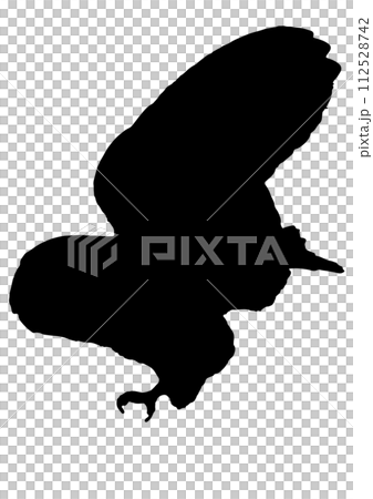 Silhouette of a barn owl with its wings spread Silhouette of a barn owl with its wings spread 112528742