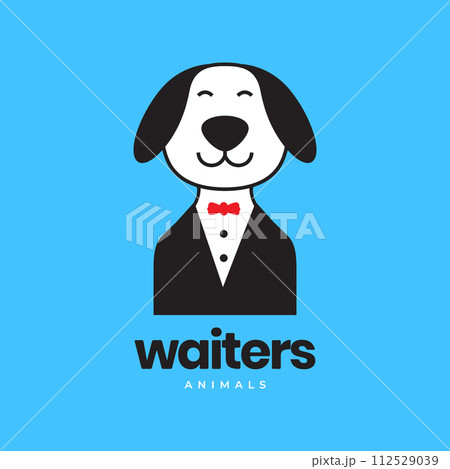 dog waiters pets suit business mascot cartoon cute logo vector icon illustration 112529039