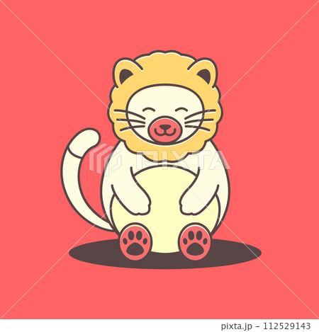 lion cub beast savanna fat cute mascot cartoon logo icon vector illustration 112529143