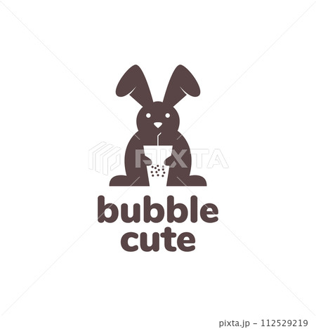 animal pets rabbit drink bubble chocolate mascot logo design vector 112529219