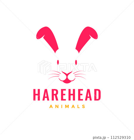 animal pets hare rabbit mascot simple minimal logo design vector 112529310