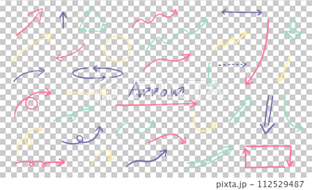 手描 手書きの矢印 イラストセット 112529487