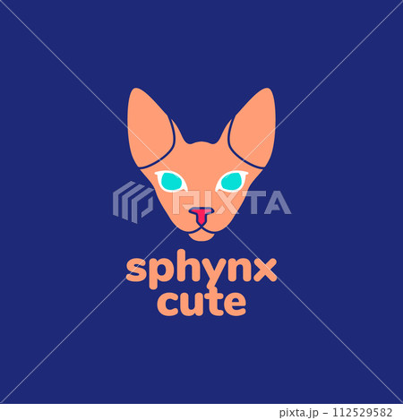 animal pets cat sphinx head mascot flat modern logo design vector 112529582