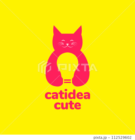 animal pets cat lamp light ideas modern logo design vector 112529602